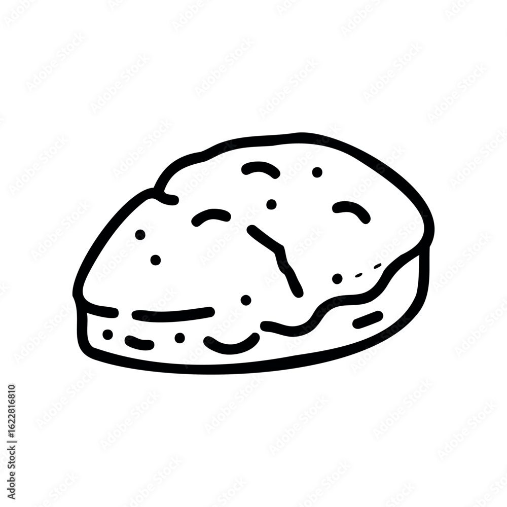 Poster hand-drawn simple line art of a burger bun – stock vector icon in line style