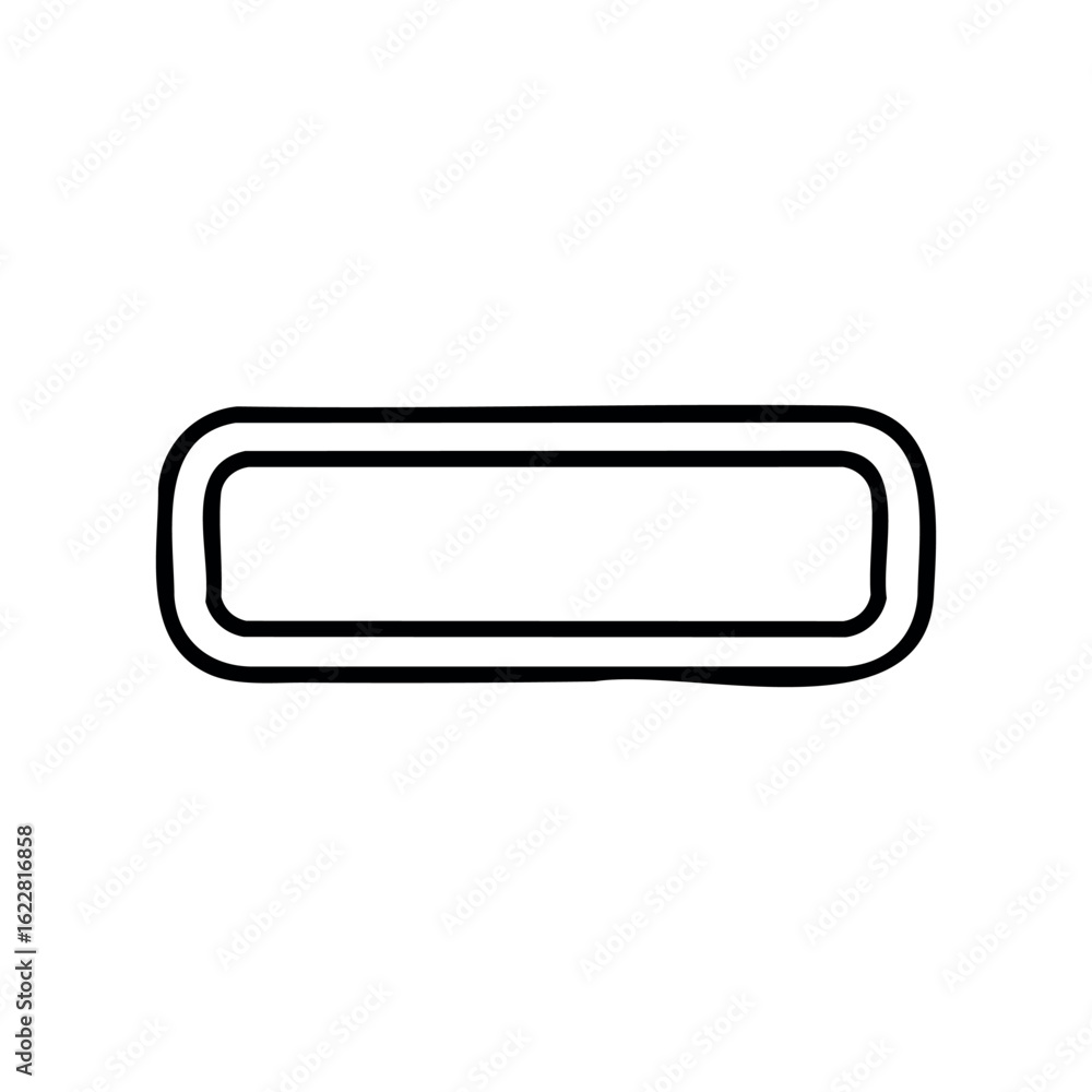 Aufkleber simple hand-drawn rectangle shape in black outline – stock vector icon in line style