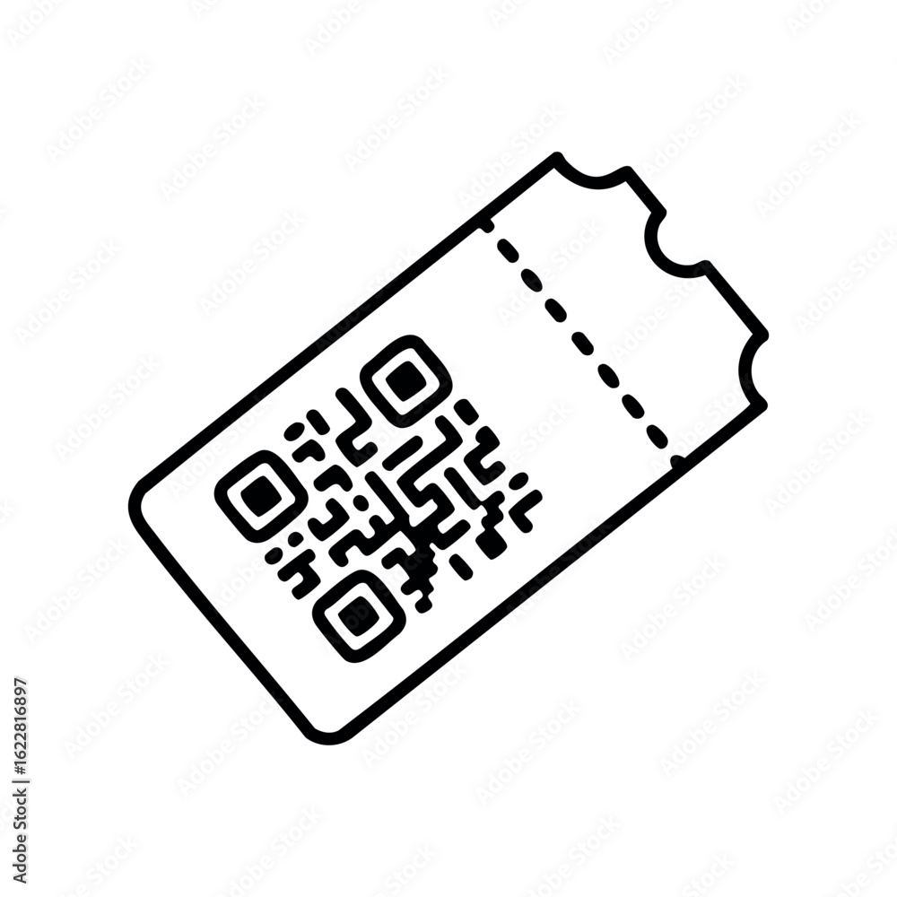 Poster qr code ticket icon - simple line art design for events or travel – stock vector icon in line style