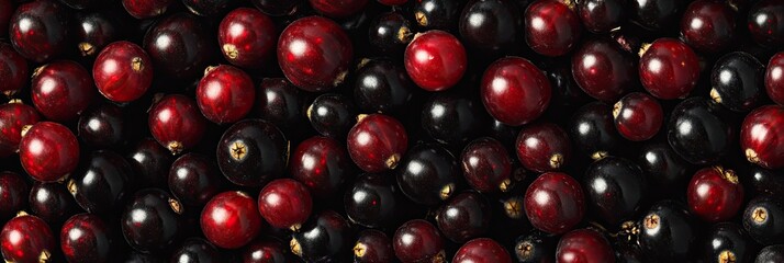 A pattern of dark red and black stringless gooseberry berries, resembling the appearance of cranberries