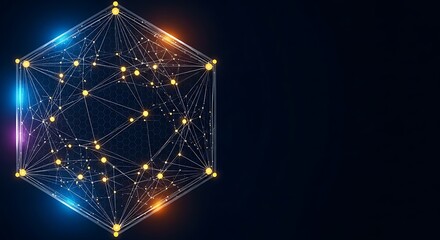 Abstract Hexagonal Network: Futuristic Technology, Connectivity, and Data Visualization.