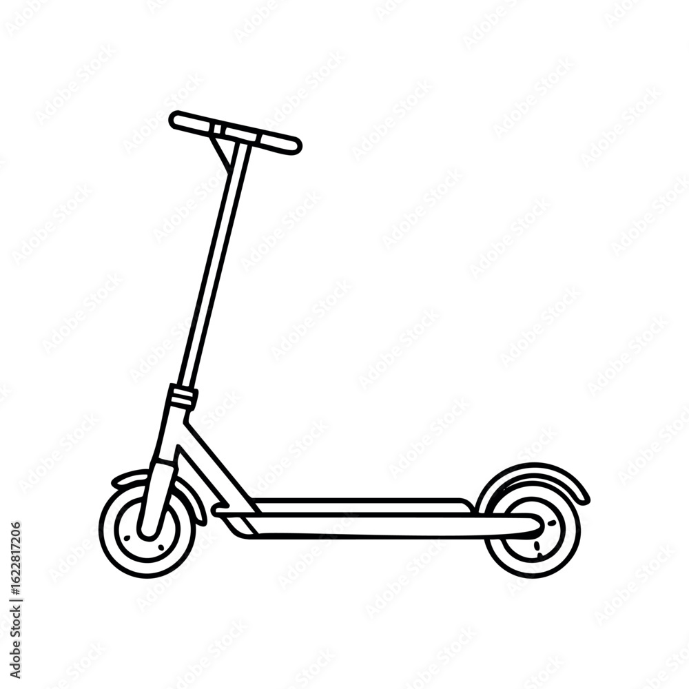 Poster minimalistic line art of a scooter with simple design – stock vector icon in line style
