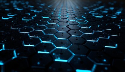 Obraz premium Hexagonal Grid with Blue Illumination, Futuristic Design
