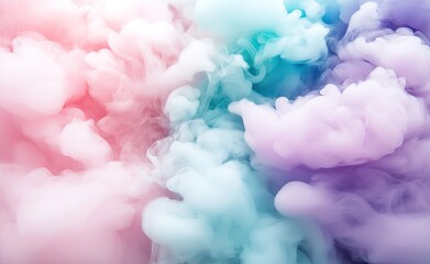 A photo of lots and lots of smoke in the colors pink, blue, purple, teal, and white, in a surrealistic style