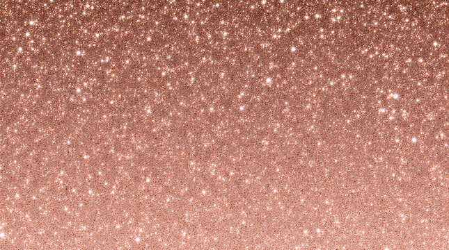 Sparkling rose gold glitter texture with scattered reflective particles