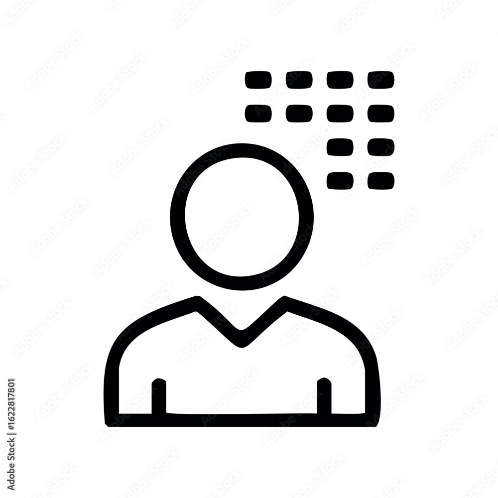 Poster minimalist icon of person with digital elements – stock vector icon in line style