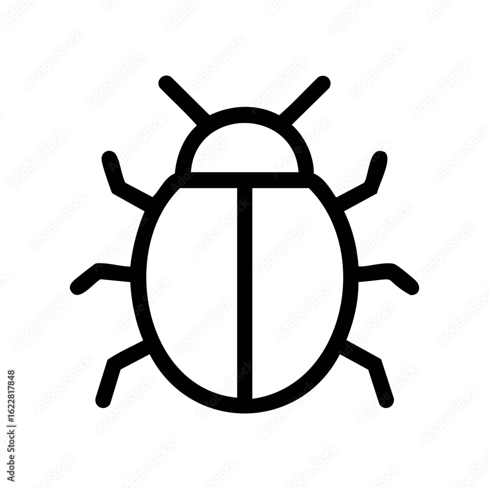 Poster minimalist black and white bug icon with bold lines – stock vector icon in line style