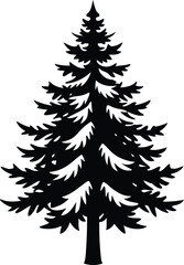 Obraz premium Snow covered tree silhouette vector graphic illustration