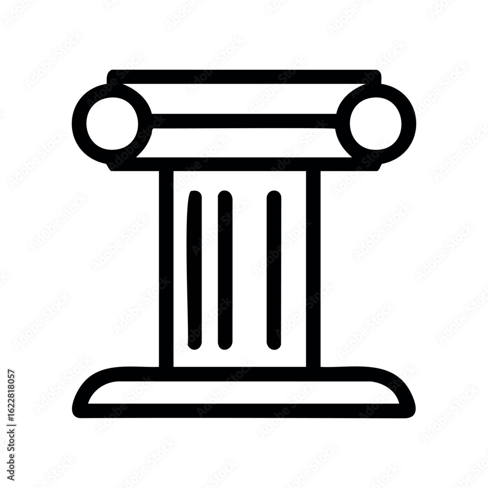Poster classical ionic column icon depicting ancient greek architecture – stock vector icon in line style