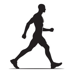 Dynamic running human figure silhouette in motion