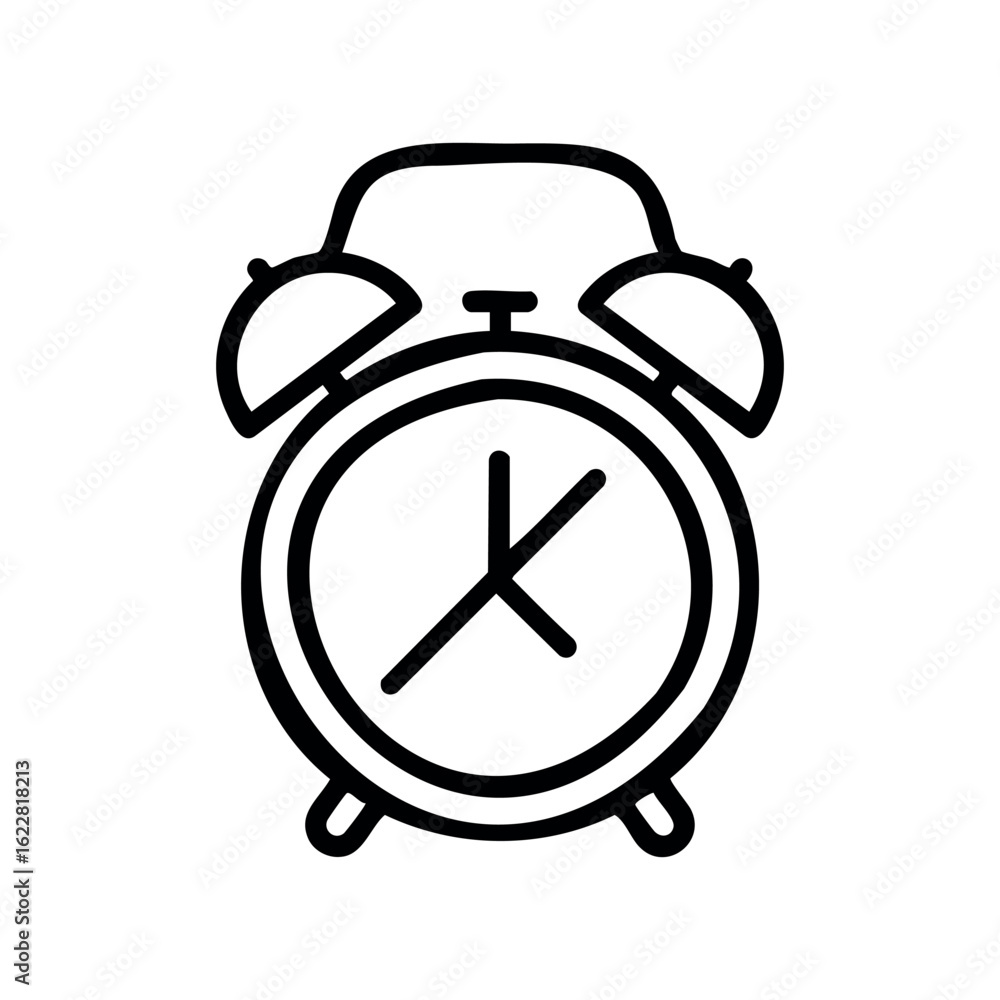 Poster outline of classic bell alarm clock design – stock vector icon in line style
