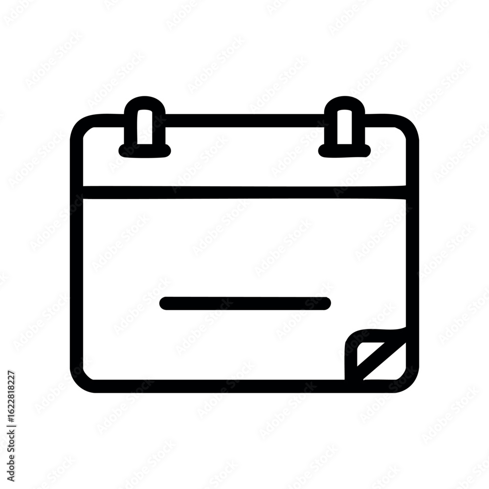 Poster minimalist calendar icon with spiral binding and folded corner – stock vector icon in line style