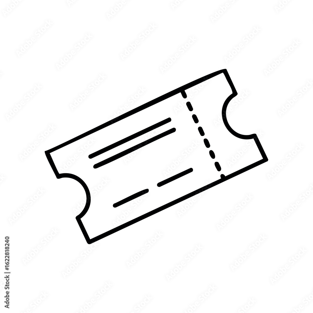 Poster minimalist ticket icon with dotted line and stubs – stock vector icon in line style