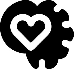 Brain with Heart Silhouette Icon – Emotional Intelligence & Mental Health Symbol

