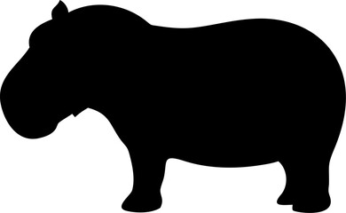 Hippo Silhouette Icon – Wild Animal, Nature & Power Symbol

