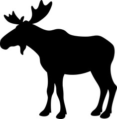 Moose Silhouette Icon – Wild Animal, Nature & Forest Symbol

