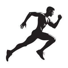 Dynamic running human figure in a bold silhouette style