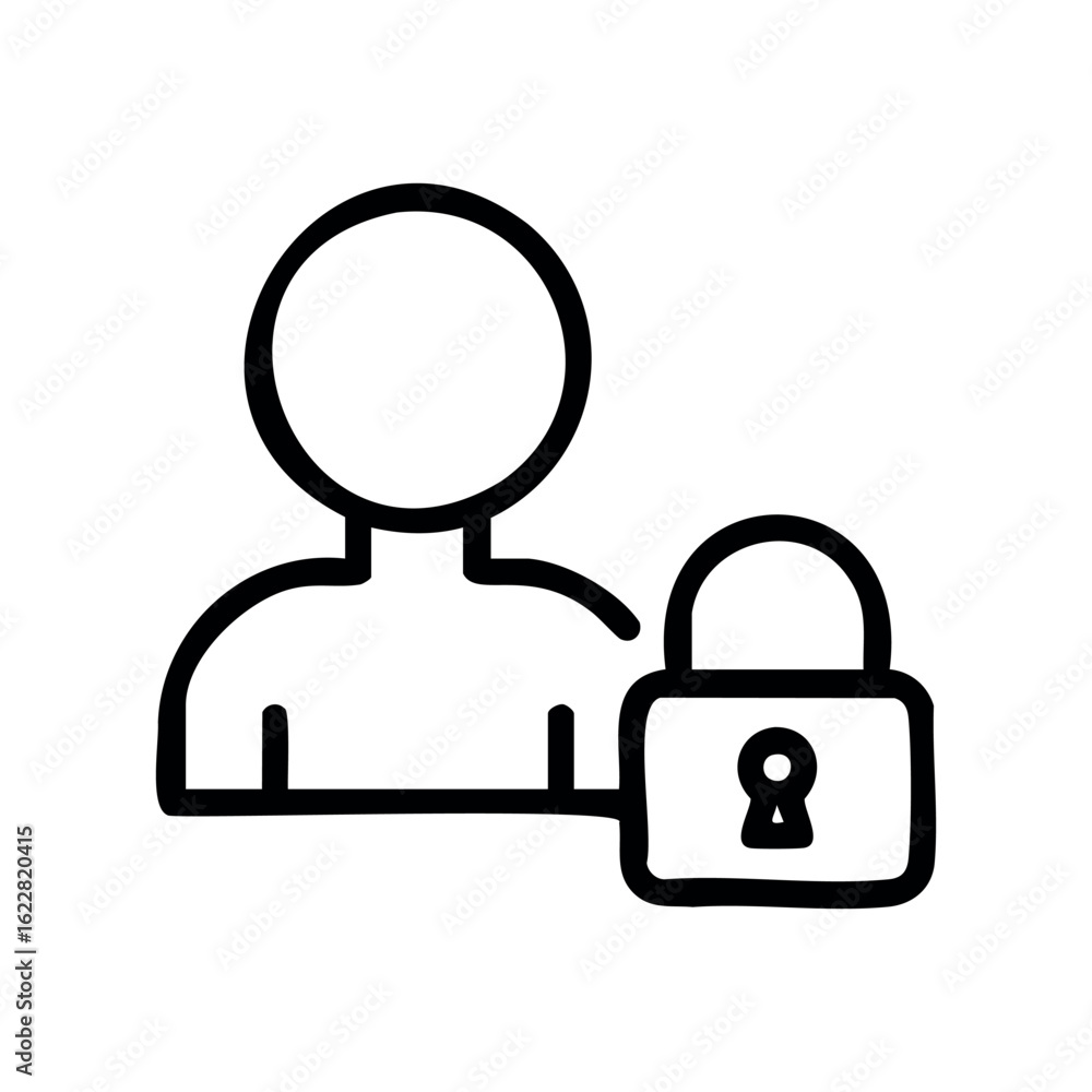 Poster user privacy and protection icon with lock symbol – stock vector icon in line style