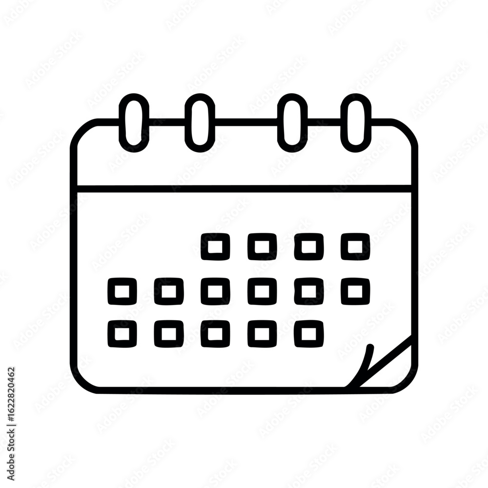 Poster simple line drawing of a calendar with tear-off page – stock vector icon in line style