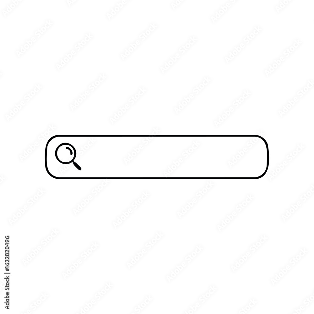 Poster minimalist search bar icon with magnifying glass – stock vector icon in line style
