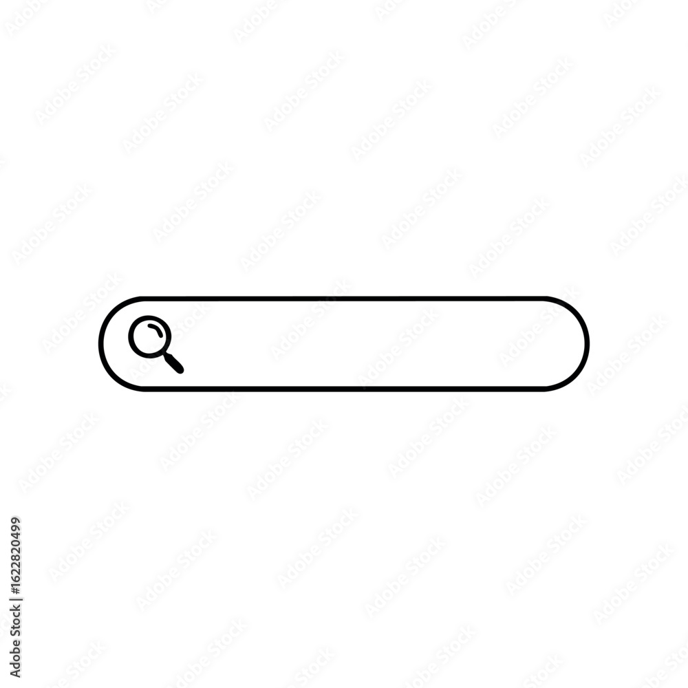 Poster magnifying glass icon on minimalist search bar design – stock vector icon in line style