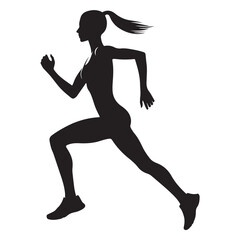 Dynamic running human figure silhouette in motion