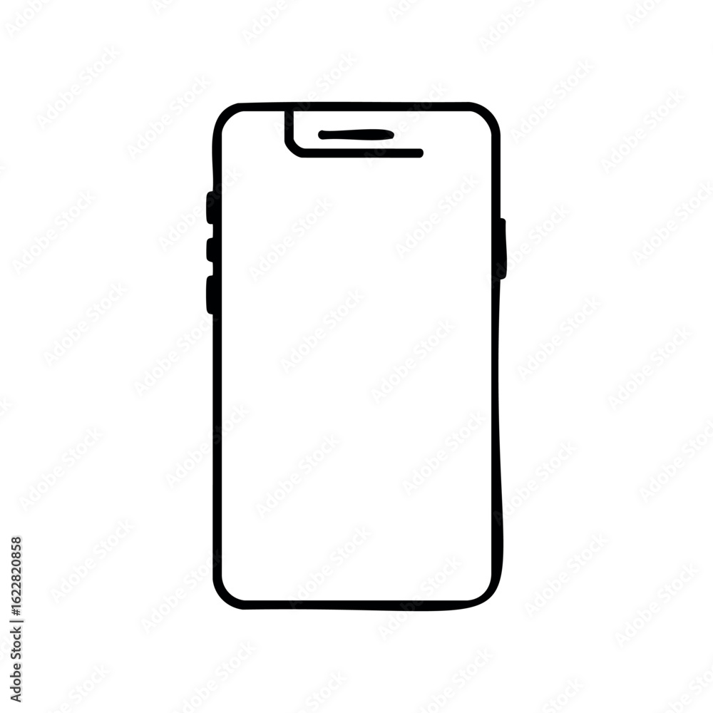 Poster simple black and white line drawing of a smartphone – stock vector icon in line style
