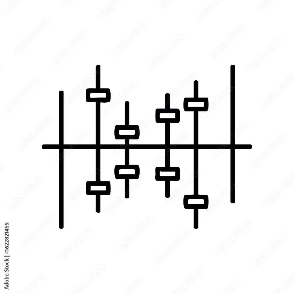 Poster minimalist equalizer icon with adjustable sliders for audio control – stock vector icon in line styl