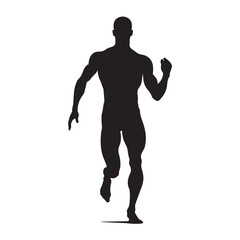 Dynamic human running silhouette in motion