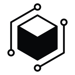 Blockchain Node Network Icon. Bold 3D Cube Vector for Web3 and Crypto
