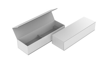 Naklejka premium Open And Closed Cardboard Paper Gift Box Mockup Isolated On White Background. 3d illustration