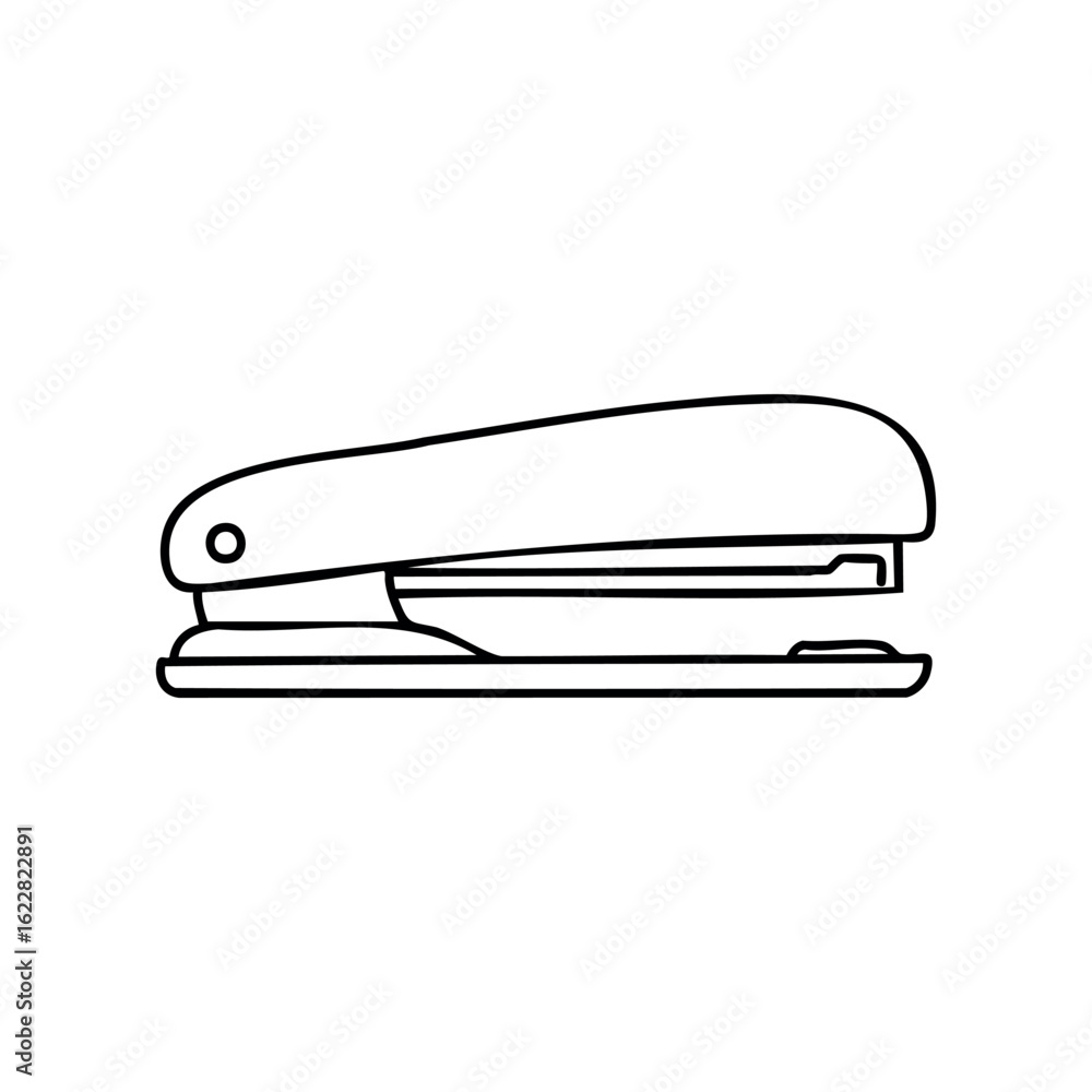 Poster minimalist outline drawing of a stapler – stock vector icon in line style