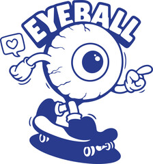 Eyeball Mascot Doodle – Monster, Eye, Cartoon, Vision, Comic, Character, Eyeball, Illustration, Doodle, Funny, Spooky, Vector, Mascot, Halloween, Quirky, Hand-Drawn, Icon, Expression