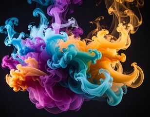 Abstract ink swirling colors