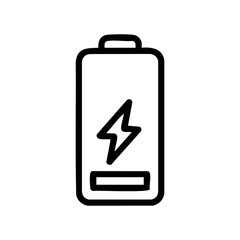 Obraz premium Battery icon with charging symbol representing energy and power – stock vector icon in line style