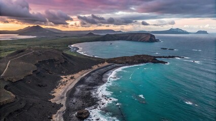 Surtsey Newborn Volcano Shore at Twilight