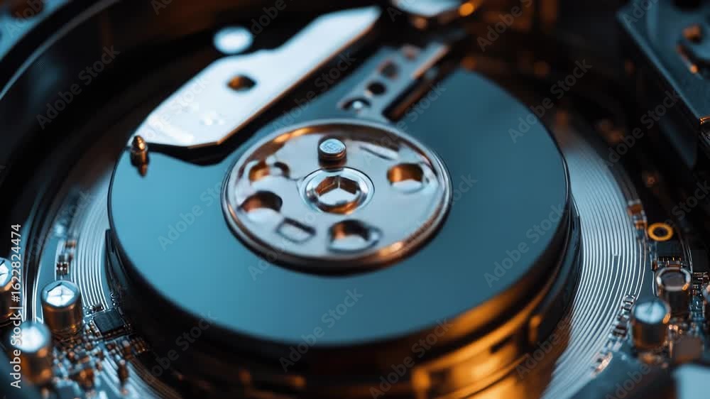Poster a detailed look at the physical components of a computer hard drive