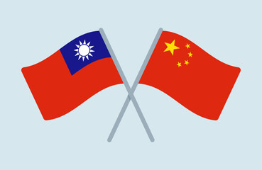 Vector Taiwan and China Flags Illustration