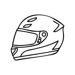 Fototapeta premium Detailed outline of a motorcycle helmet with visor – stock vector icon in line style