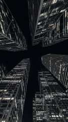 Fototapeta premium Night Metropolis: A Striking Perspective of Illuminated Skyscrapers