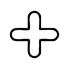 Obraz premium Simple hand-drawn plus sign symbol with thick lines – stock vector icon in line style