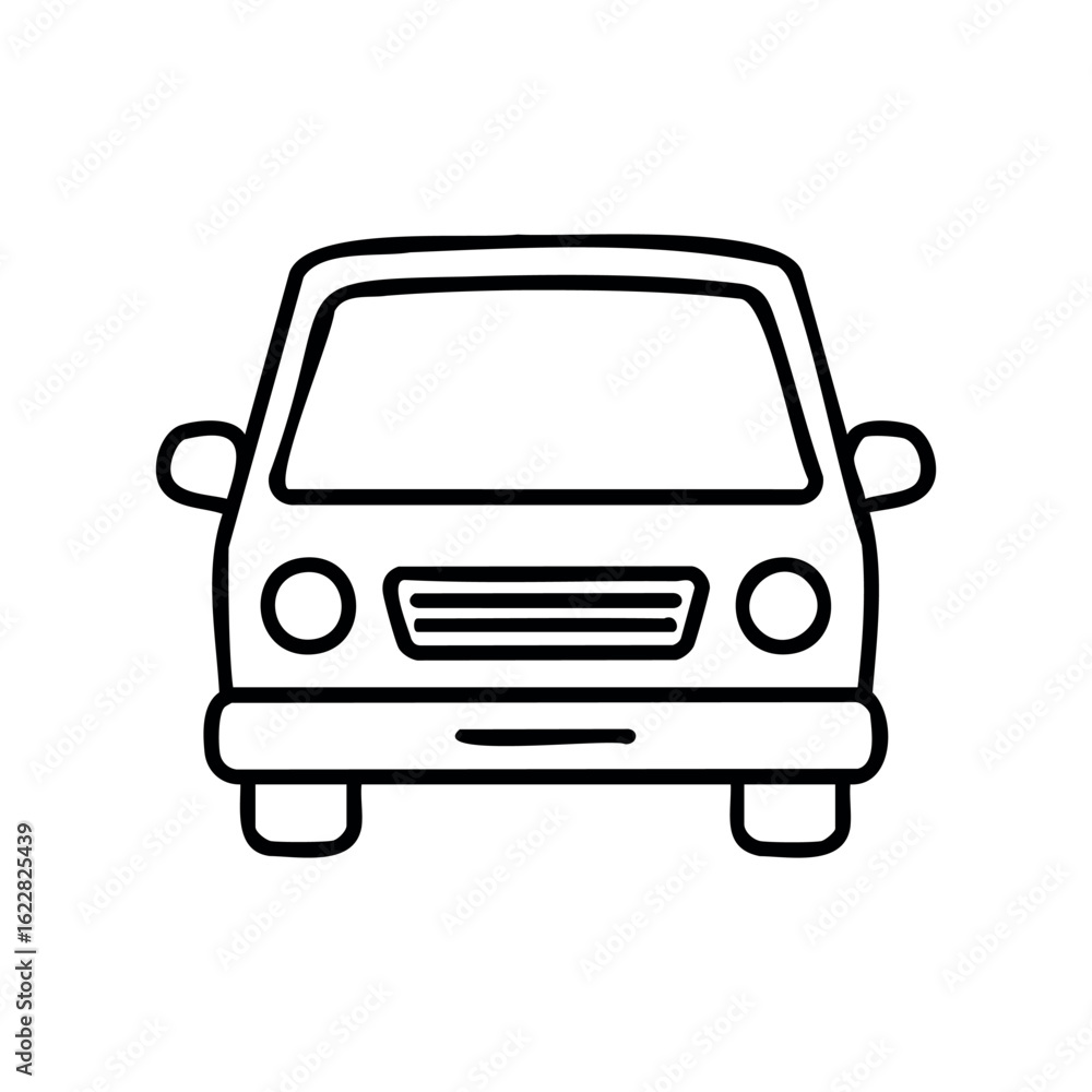 Poster simple outline drawing of a car front view – stock vector icon in line style