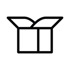 Open Box Icon Vector. Minimal Line Package Symbol for Delivery and Storage