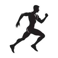 Dynamic running human silhouette in motion