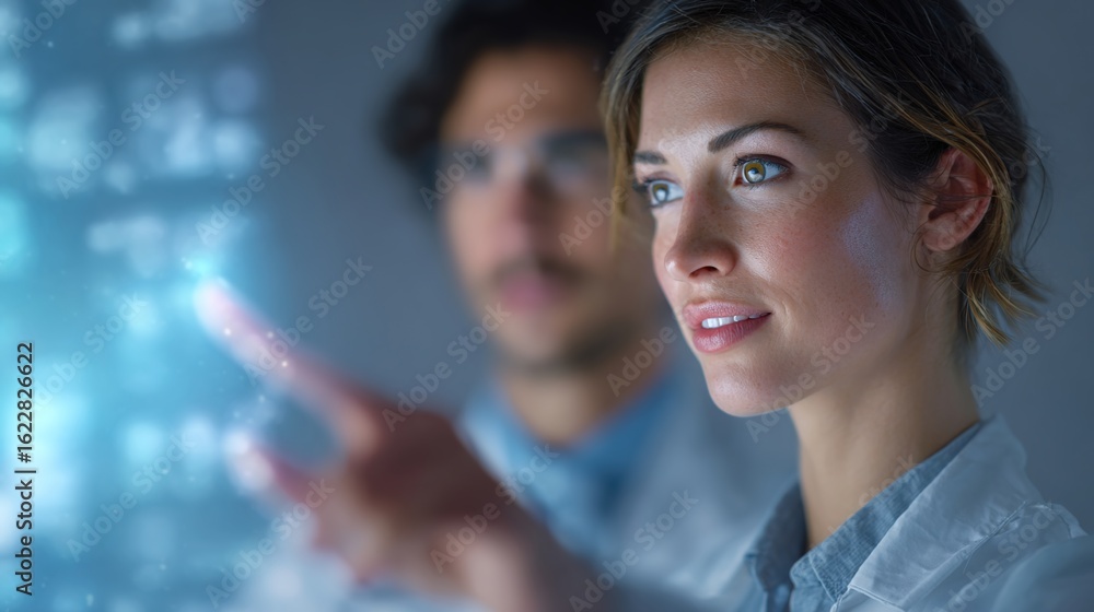 Aufkleber visionaries of the future: two determined scientists at the forefront of technological advancement, 