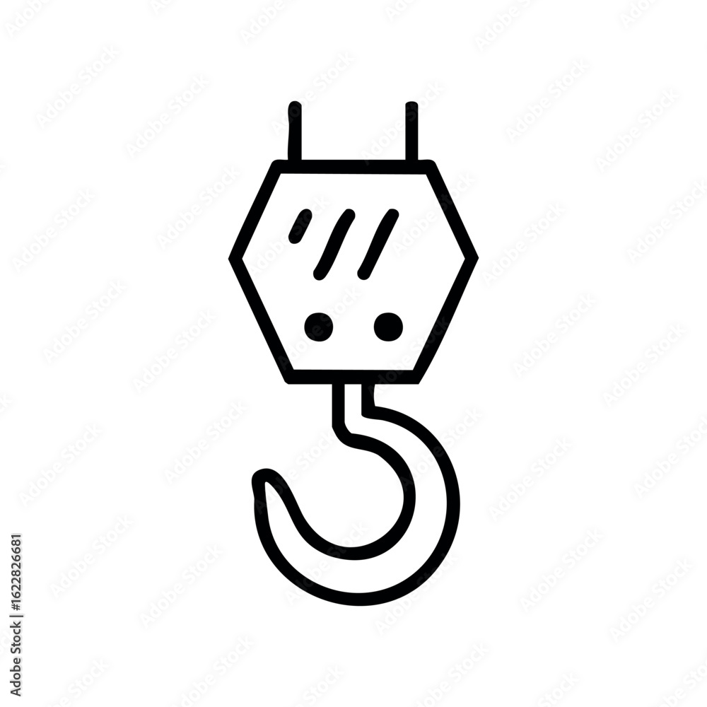 Poster minimalist crane hook icon in outline style for construction projects – stock vector icon in line st