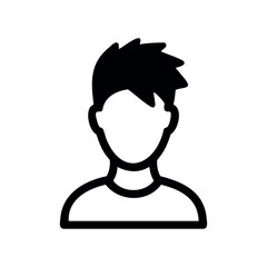 Obraz premium Silhouette of young caucasian male with stylish haircut – stock vector icon in line style