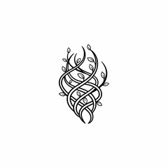 Intertwined Vines with Delicate Leaves: A Black and White Botanical Knot