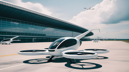 Futuristic Air Taxi Airport Ready