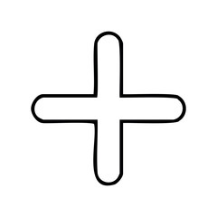 Fototapeta premium Simple hand-drawn plus sign illustration – stock vector icon in line style